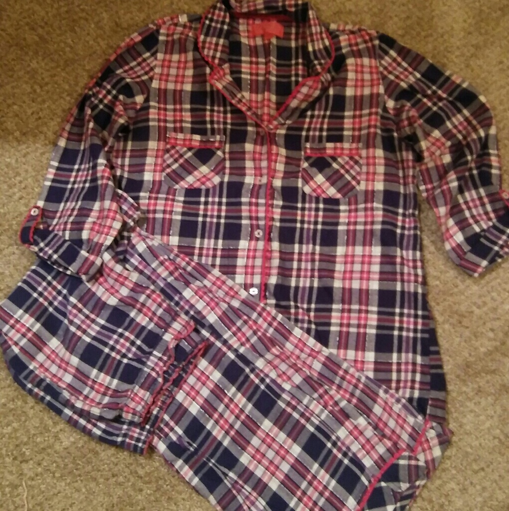 Victoria's Secret Womens Plaid Pajama Set Medium